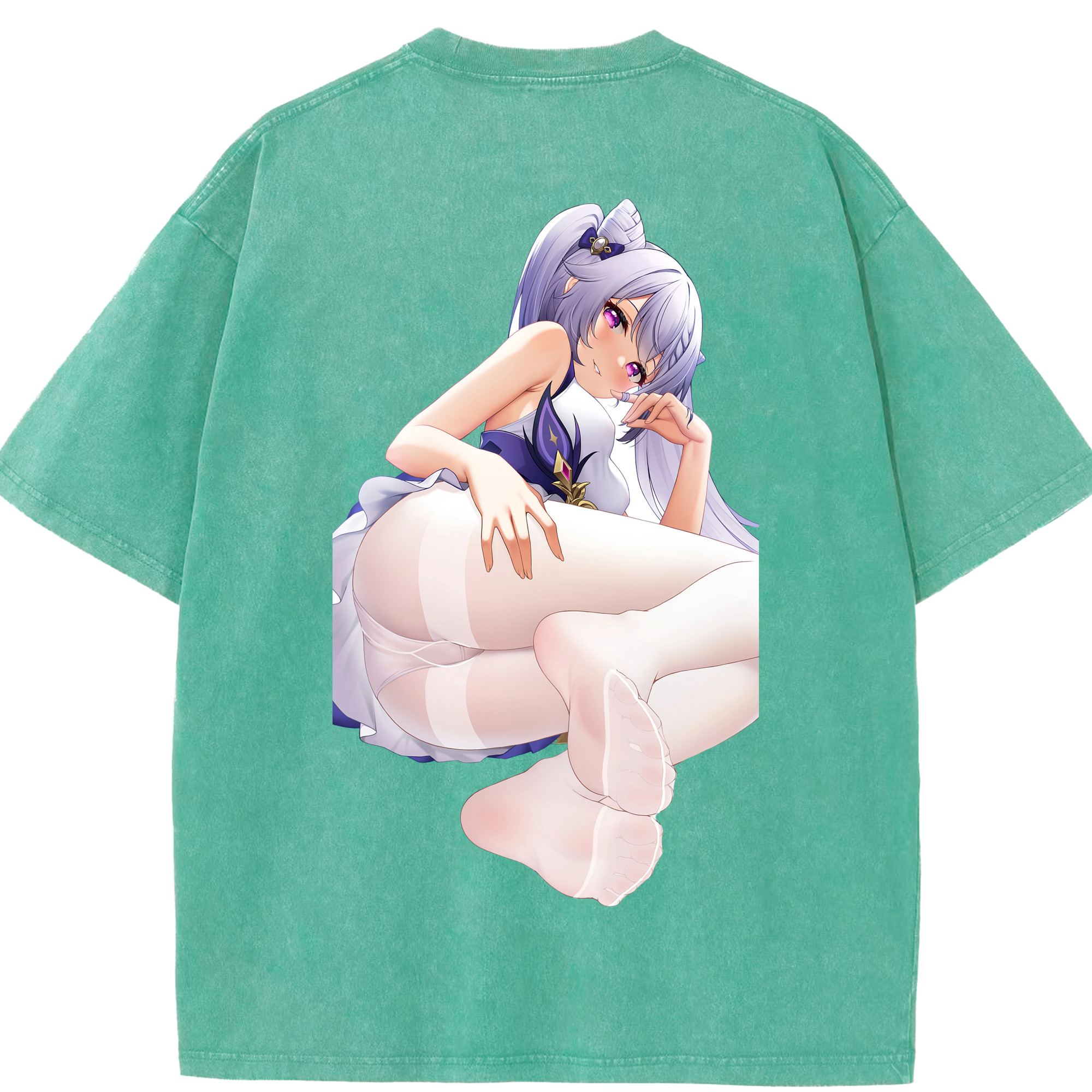 げんし神 刻晴 こくせい genshin Kokusei 綿100% ヴィンテージ風 半袖Tシャツ（背面プリント）